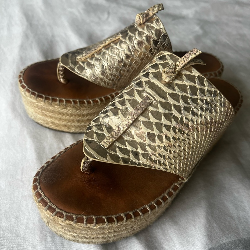SARTO By Franco Sarto Metallic Snake Print Sandals